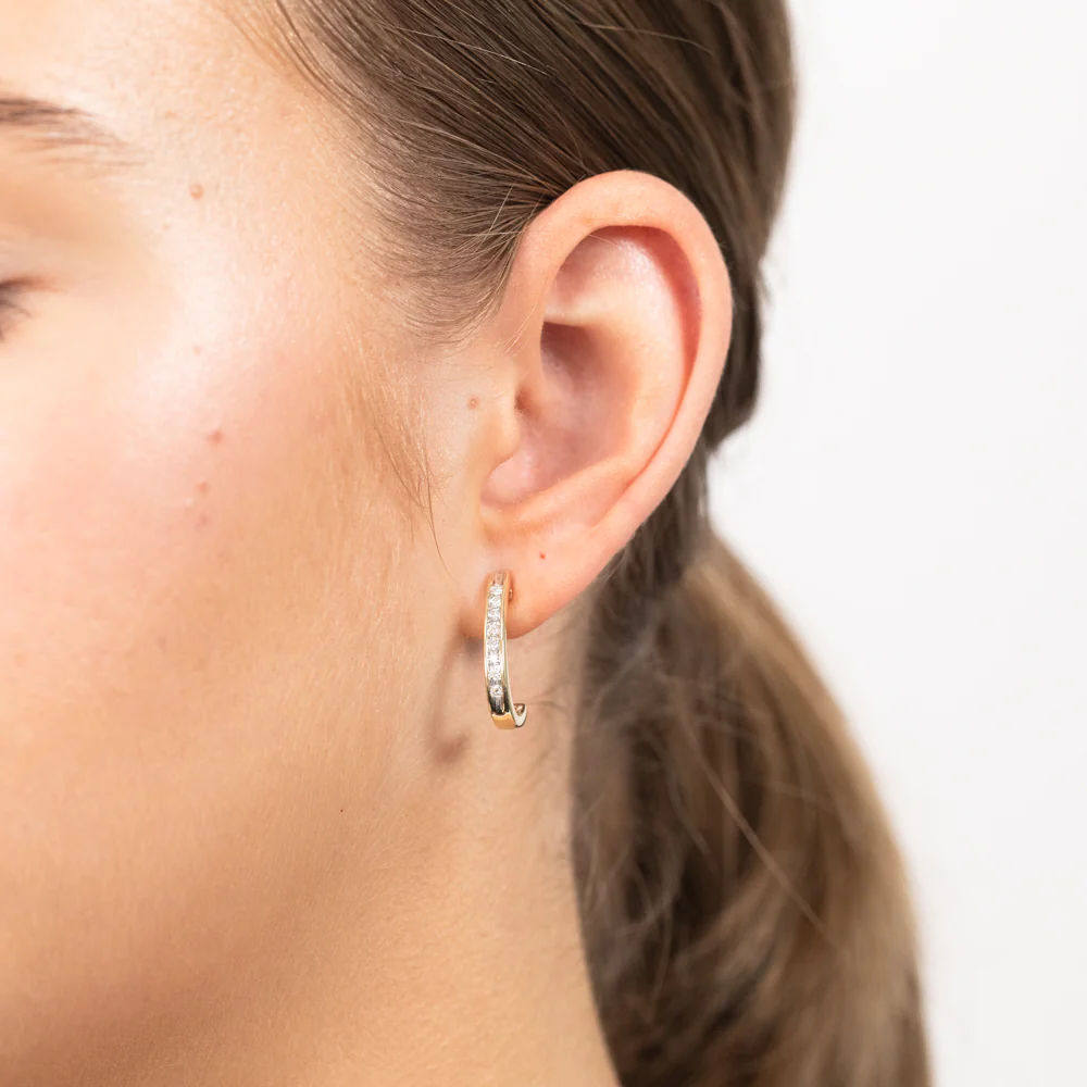 1/4 Carat Luminesce Lab Grown Half Hoop Diamond Earring in 9ct Yellow Gold - Image 2