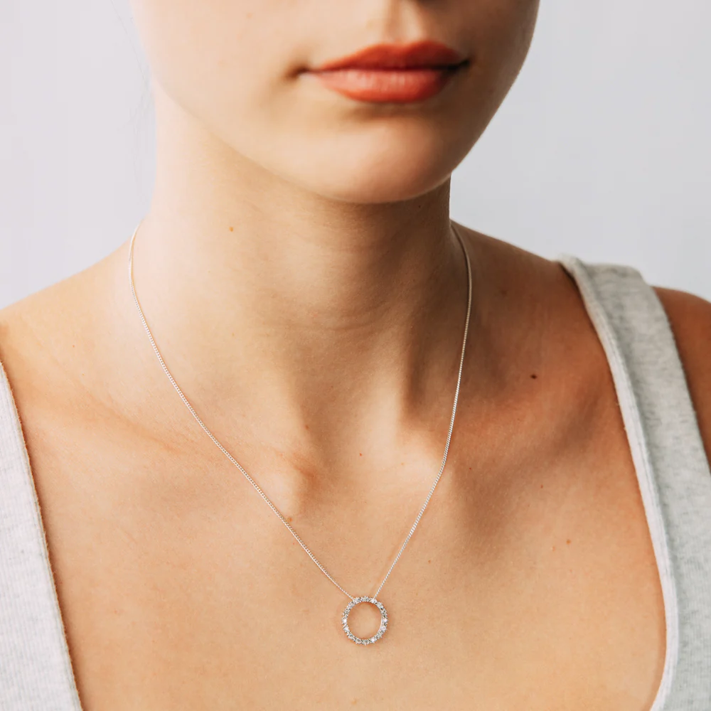 1/5 Carat Diamond Circle Pendant in 10ct White Gold - Image 2