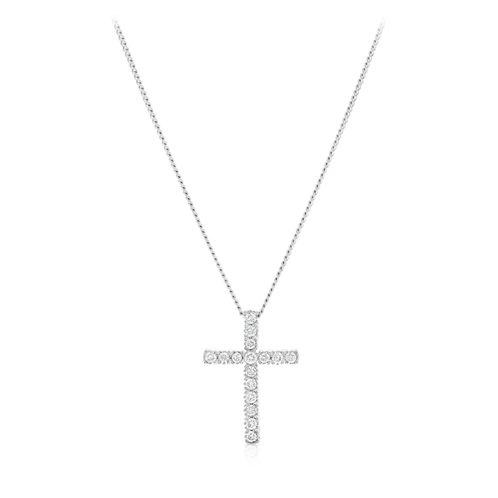 1/5 Carat Diamond Cross Pendant in 10ct White Gold