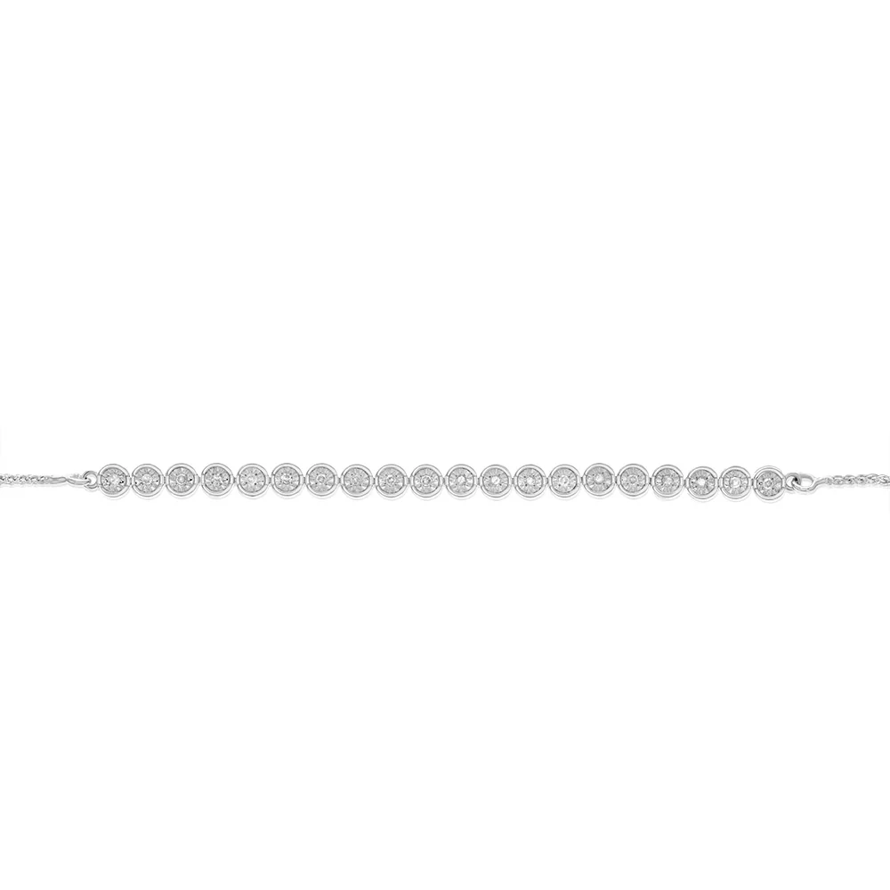 1/5 Carat Diamond Fancy Bracelet Adjustable 24cm in Sterling Silver - Image 2