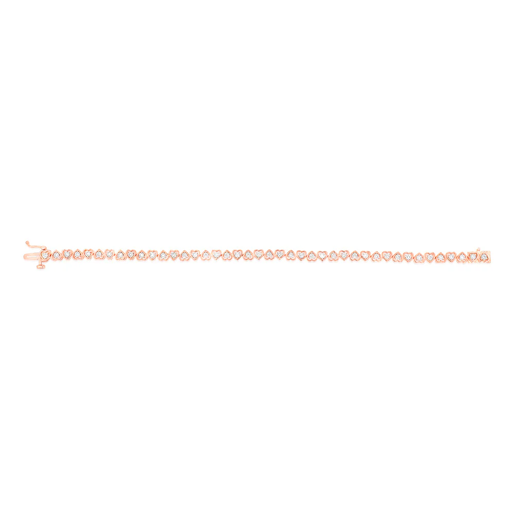 1/5 Carat Diamond Heart 18cm Bracelet in Rose Gold Plated Silver - Image 2