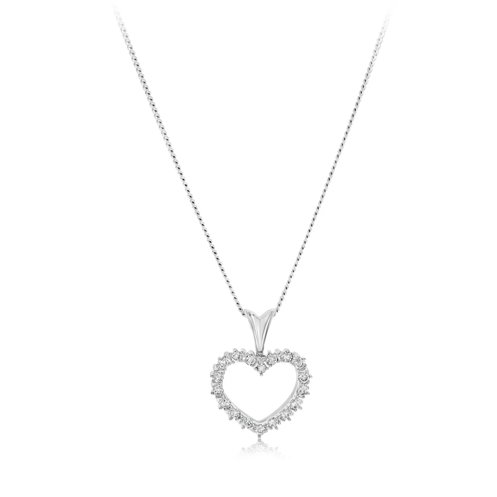1/5 Carat Diamond Heart Pendant in 10ct White Gold