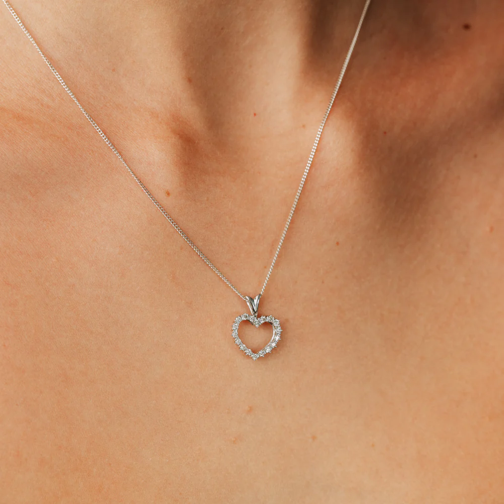 1/5 Carat Diamond Heart Pendant in 10ct White Gold - Image 3
