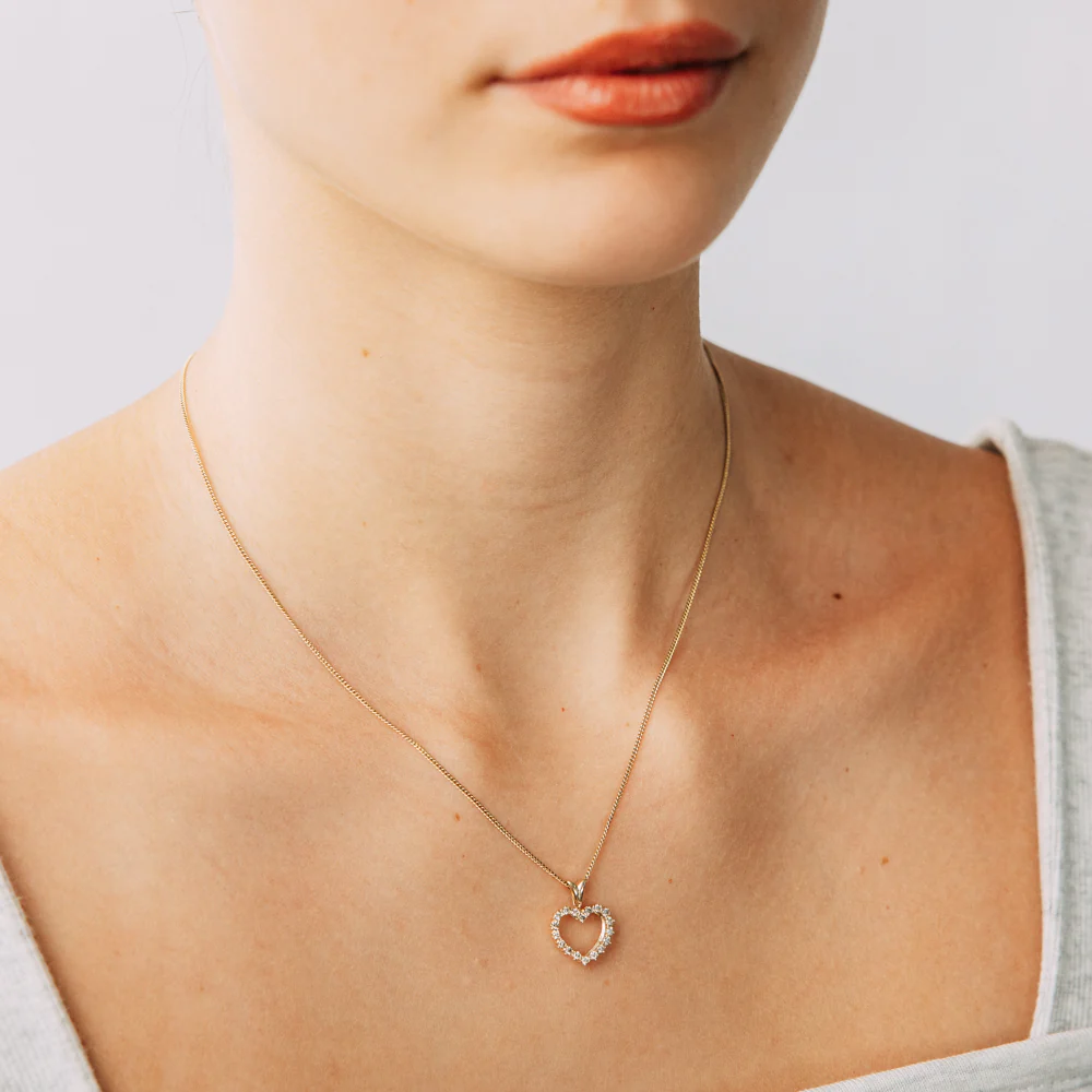 1/5 Carat Diamond Heart Pendant in 10ct Yellow Gold - Image 2
