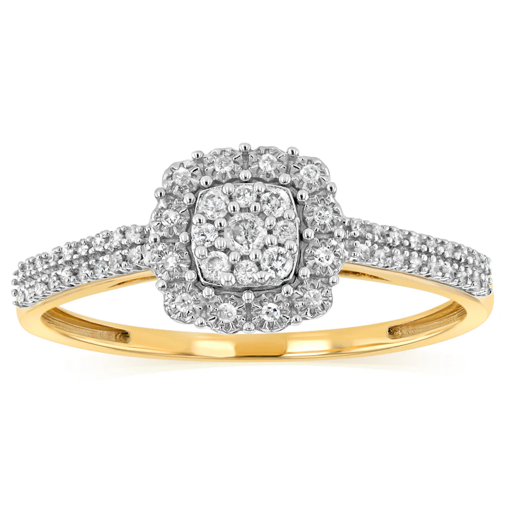 1/5 Carat Diamond Ring in 9ct Yellow Gold