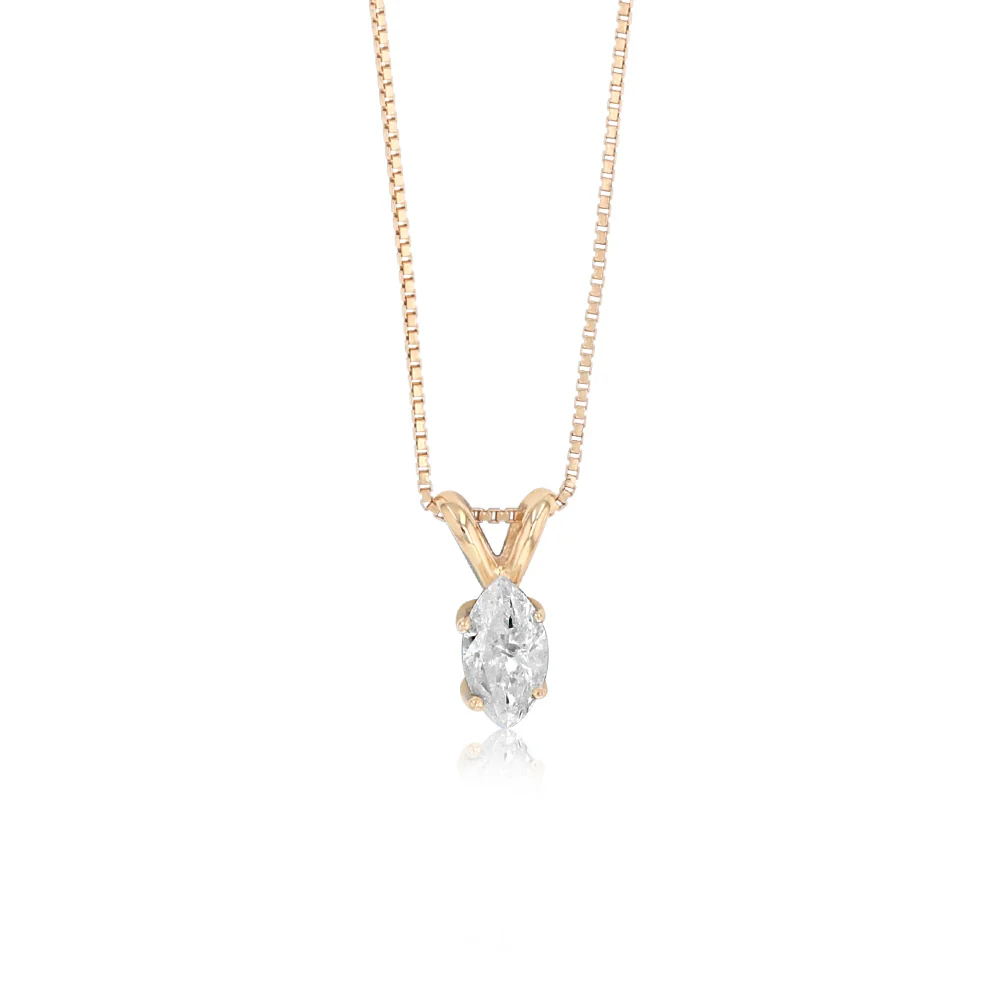 1/5 Carat Diamond Solitaire Pendant in 14ct Yellow Gold on 46cm Chain
