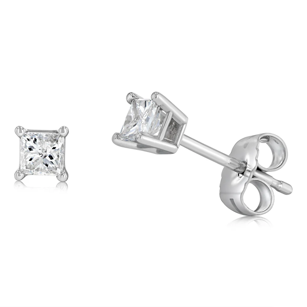 1/5 Carat Diamond Solitaire Stud Earrings in 10ct White Gold