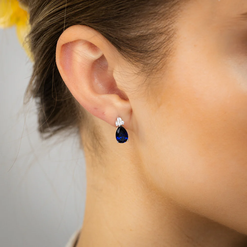 1/5 Carat Luminesce Lab Grown Diamond and Created Sapphire Earrings in 9ct White Gold - Image 2