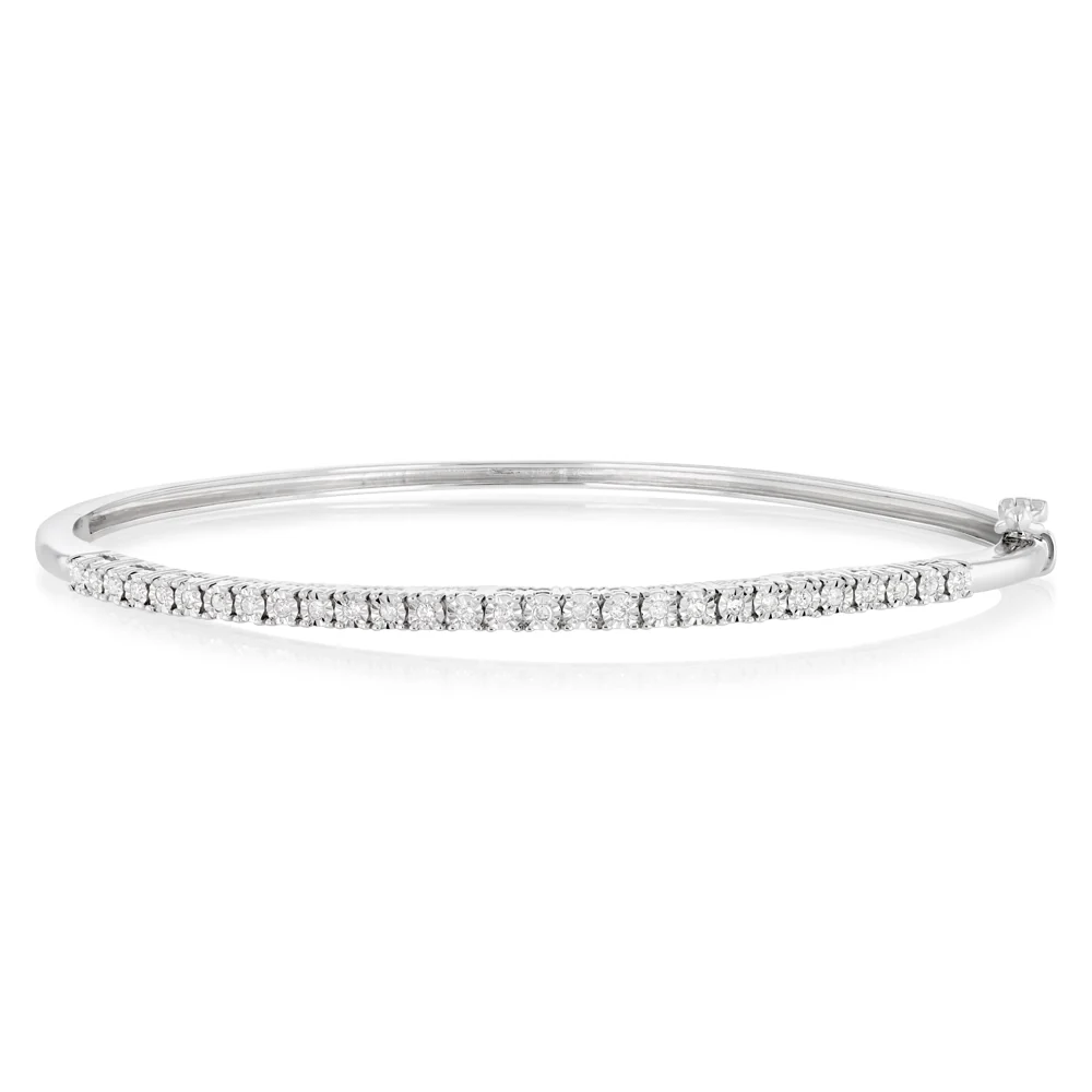 1/5 Carat Natural Diamond Bangle in Sterling Silver