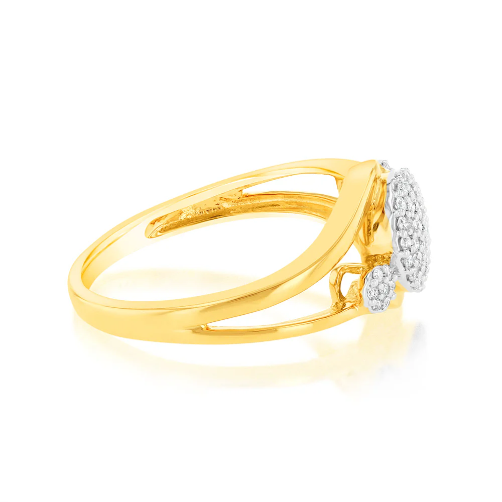 1/6 Carat Diamond Cluster Ring in 9ct Yellow Gold - Image 2