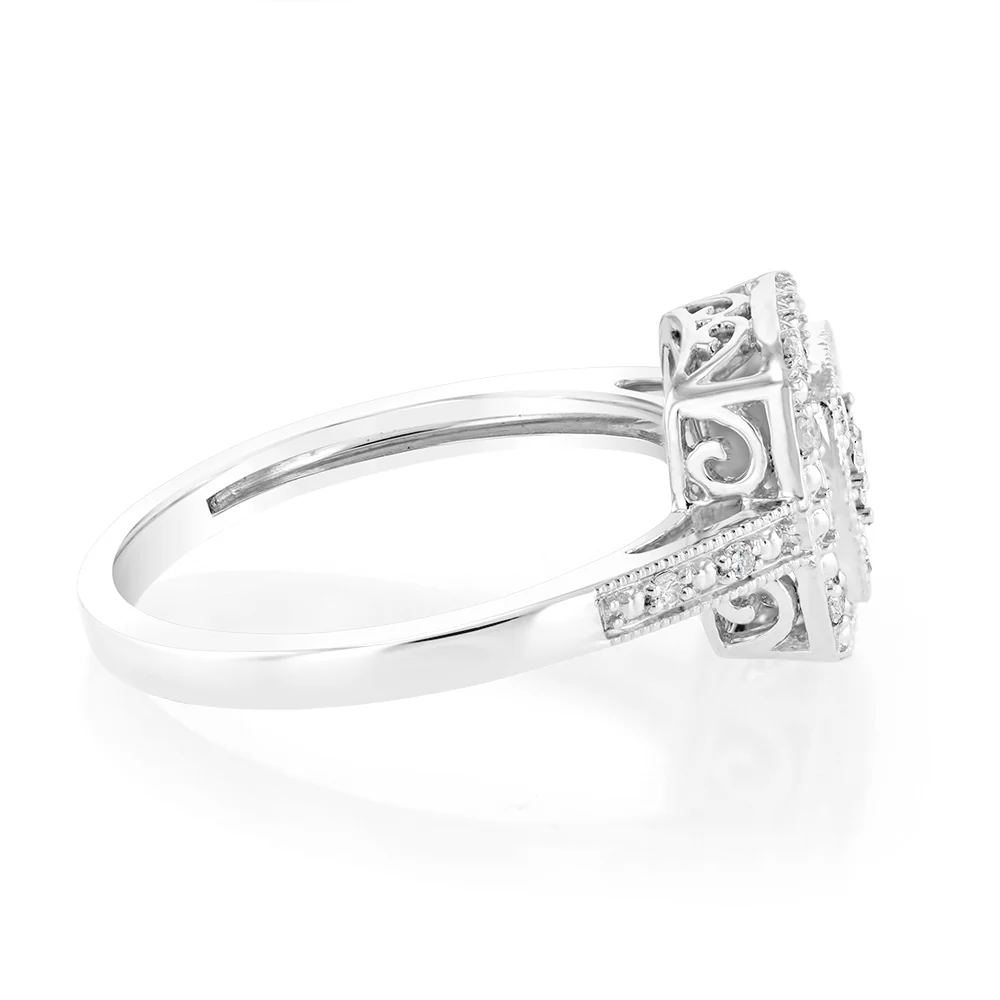 1/6 Carat Diamond Cushion Ring in Sterling Silver - Image 2