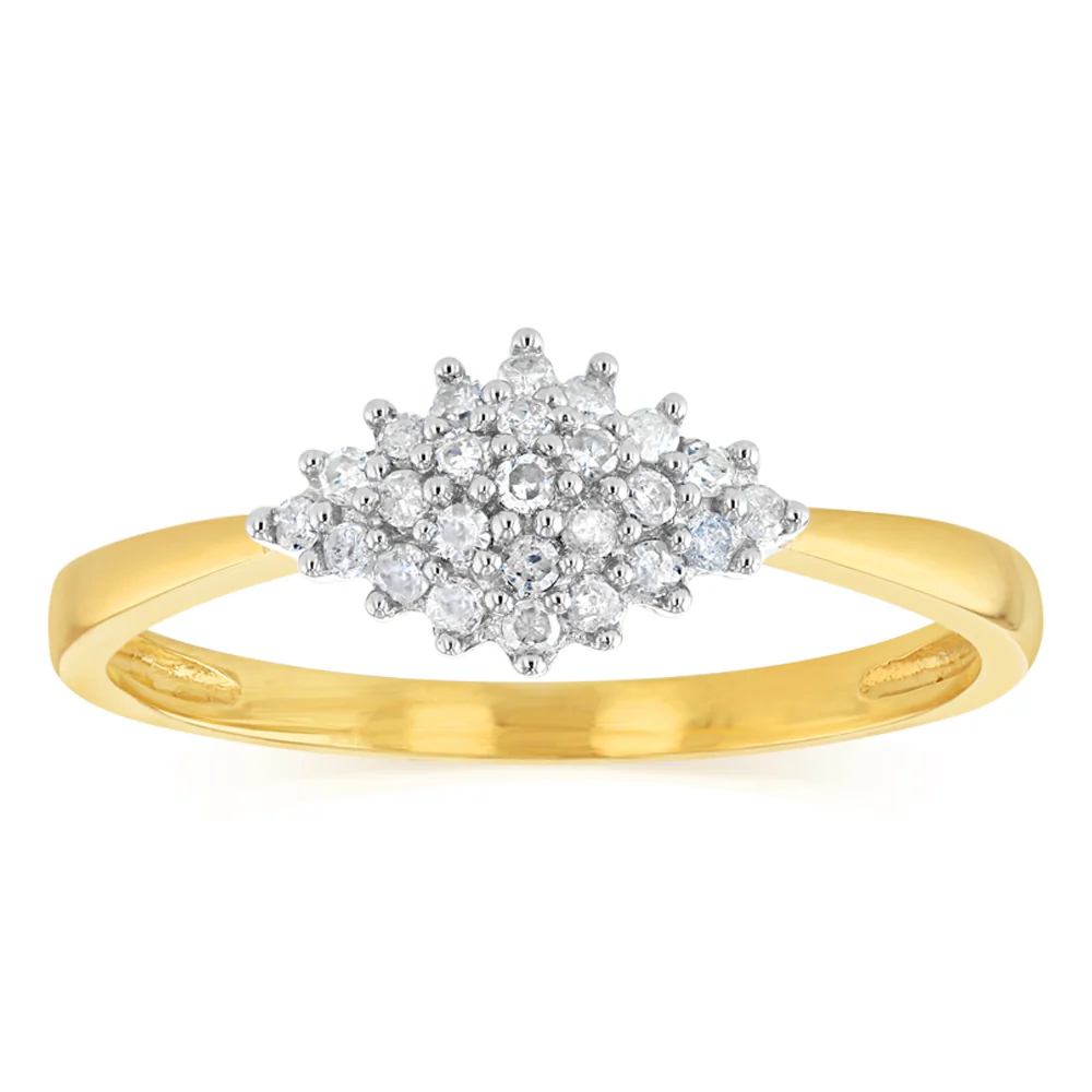 1/6 Carat Diamond Dress Ring in 9ct Yellow Gold