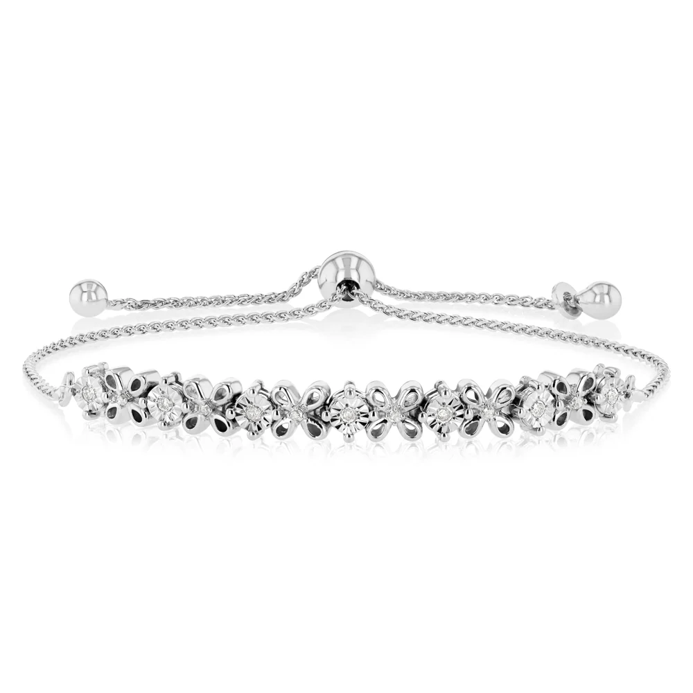 1/6 Carat Diamond Fancy Bracelet in Sterling Silver