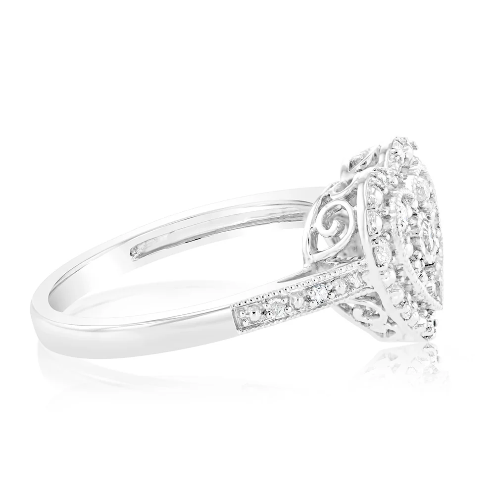 1/6 Carat Diamond Heart Ring in Sterling Silver - Image 2