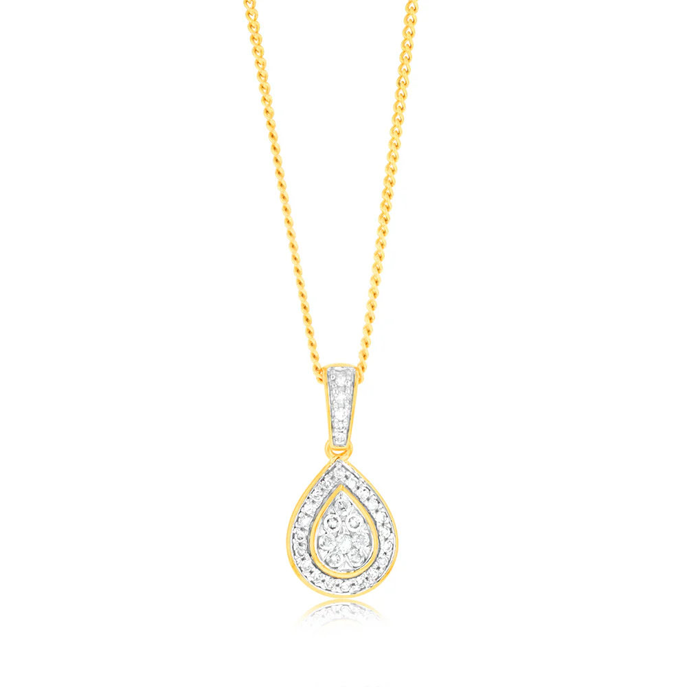 1/6 Carat Diamond Pendant in 9ct Yellow Gold