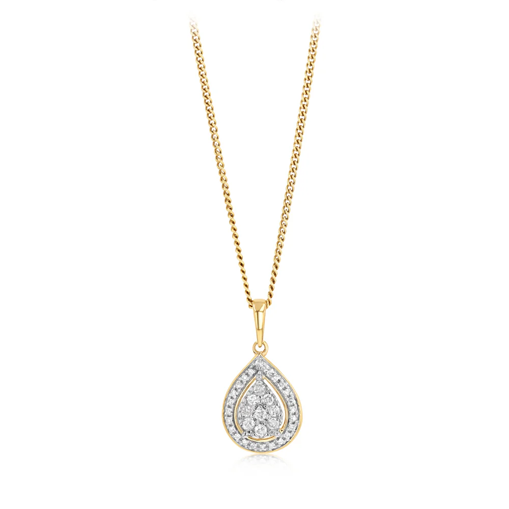 1/6 Carat Diamond Pendant in 9ct Yellow Gold