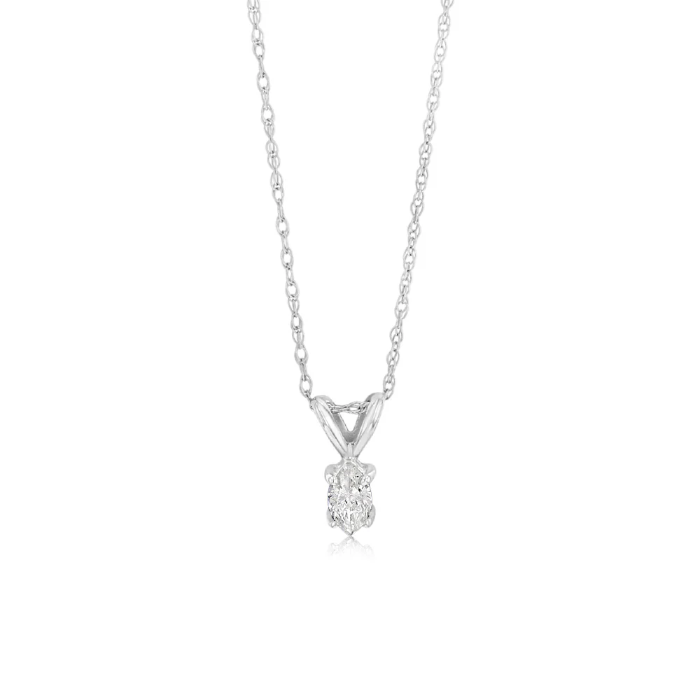 1/6 Carat Diamond Solitaire Pendant in 14ct White Gold on 46cm Chain