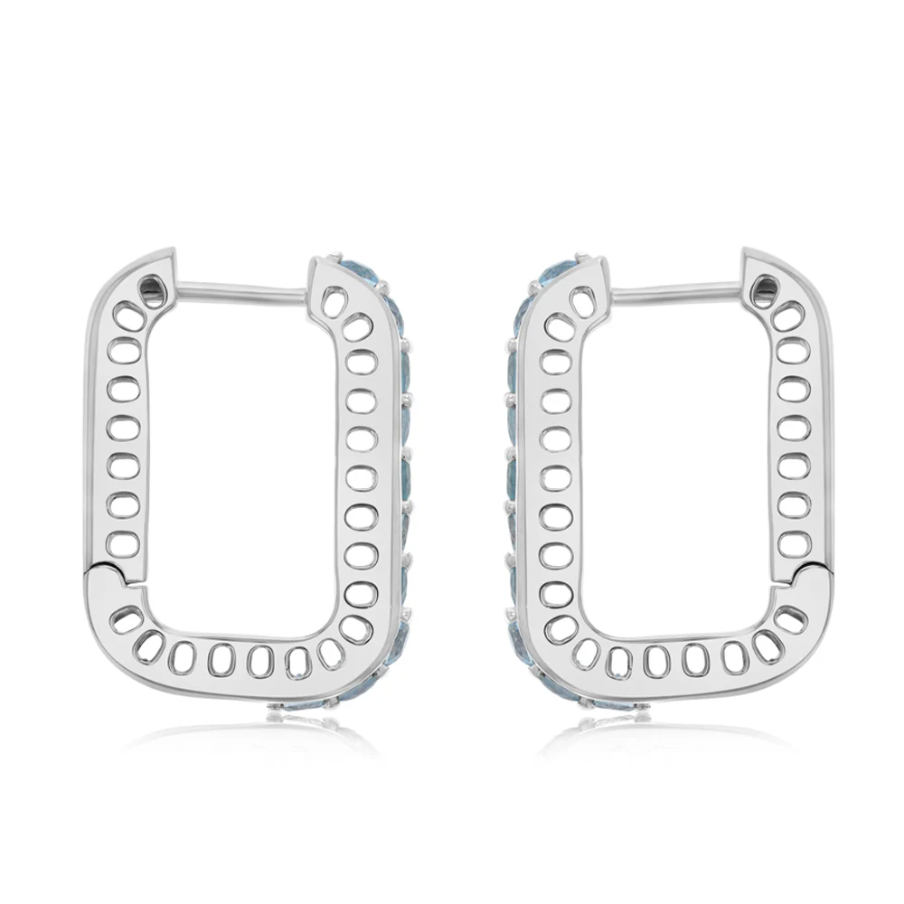 1.70 Carat Sky Blue Topaz Hoop Earring in Sterling Silver - Image 2