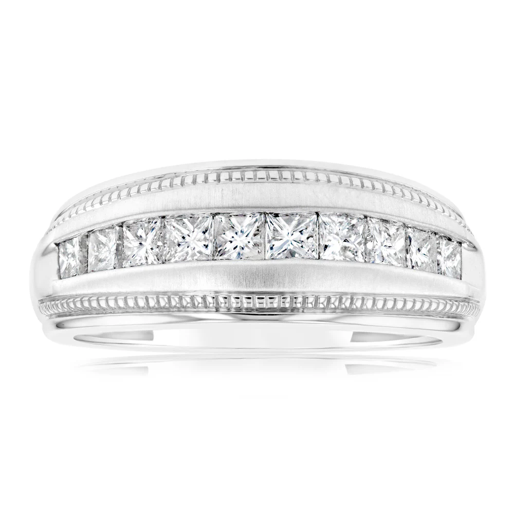 1 Carat Diamond Gents Ring in 10ct White Gold