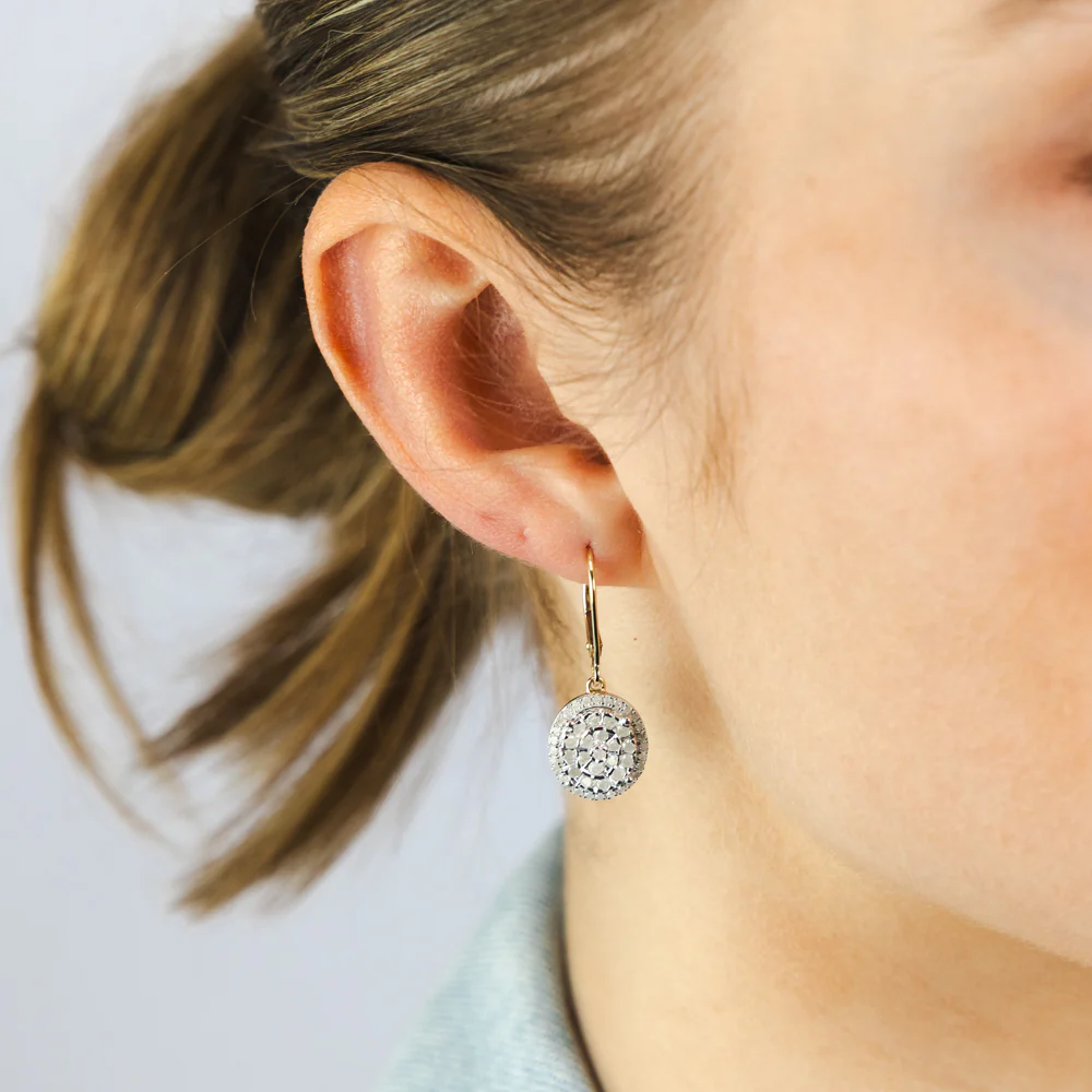 1 Carat Diamond Oval Shaped Drop Earrings in 9ct Yellow Gold & Sterling Silver - Image 2