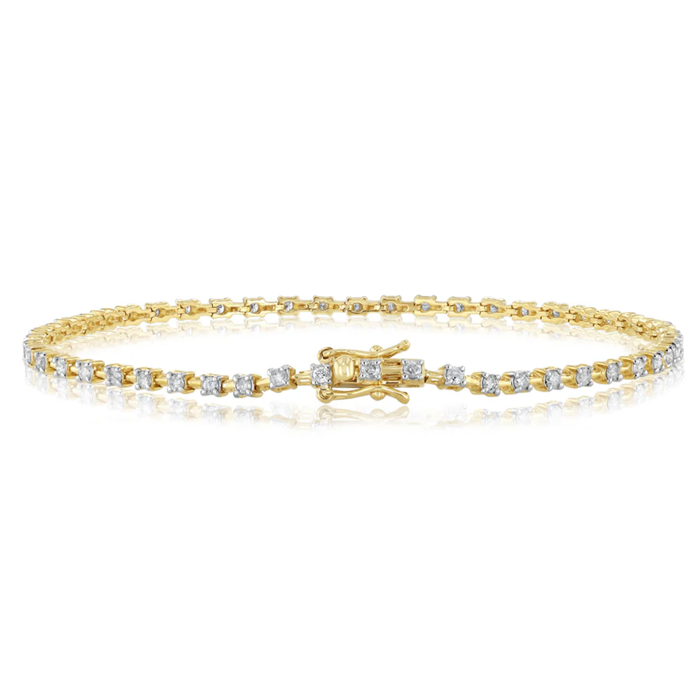 1 Carat Diamond Tennis Bracelet in 9ct Yellow Gold - Image 3