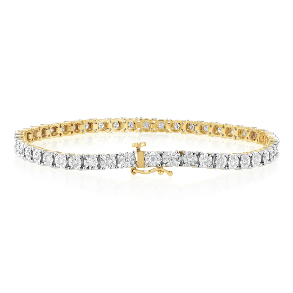 1 Carat Diamond Tennis Bracelet in 9ct Yellow Gold - Image 2