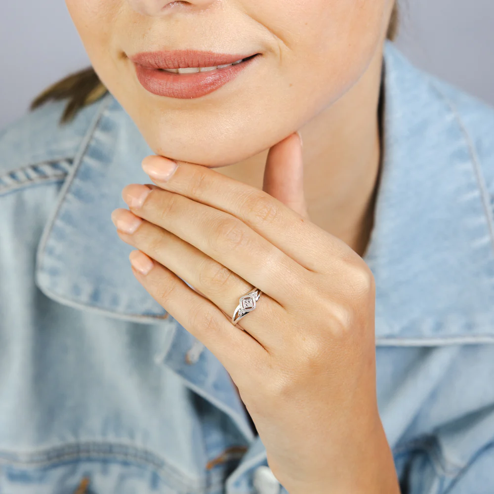 1 Diamond Dress Ring in Sterling Silver - Image 3