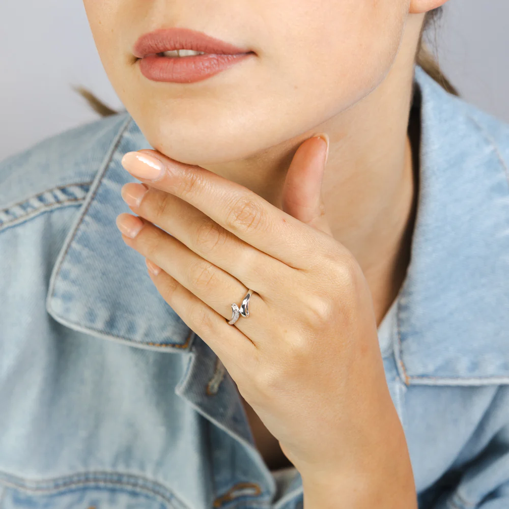 1 Diamond Dress Ring in Sterling Silver - Image 3