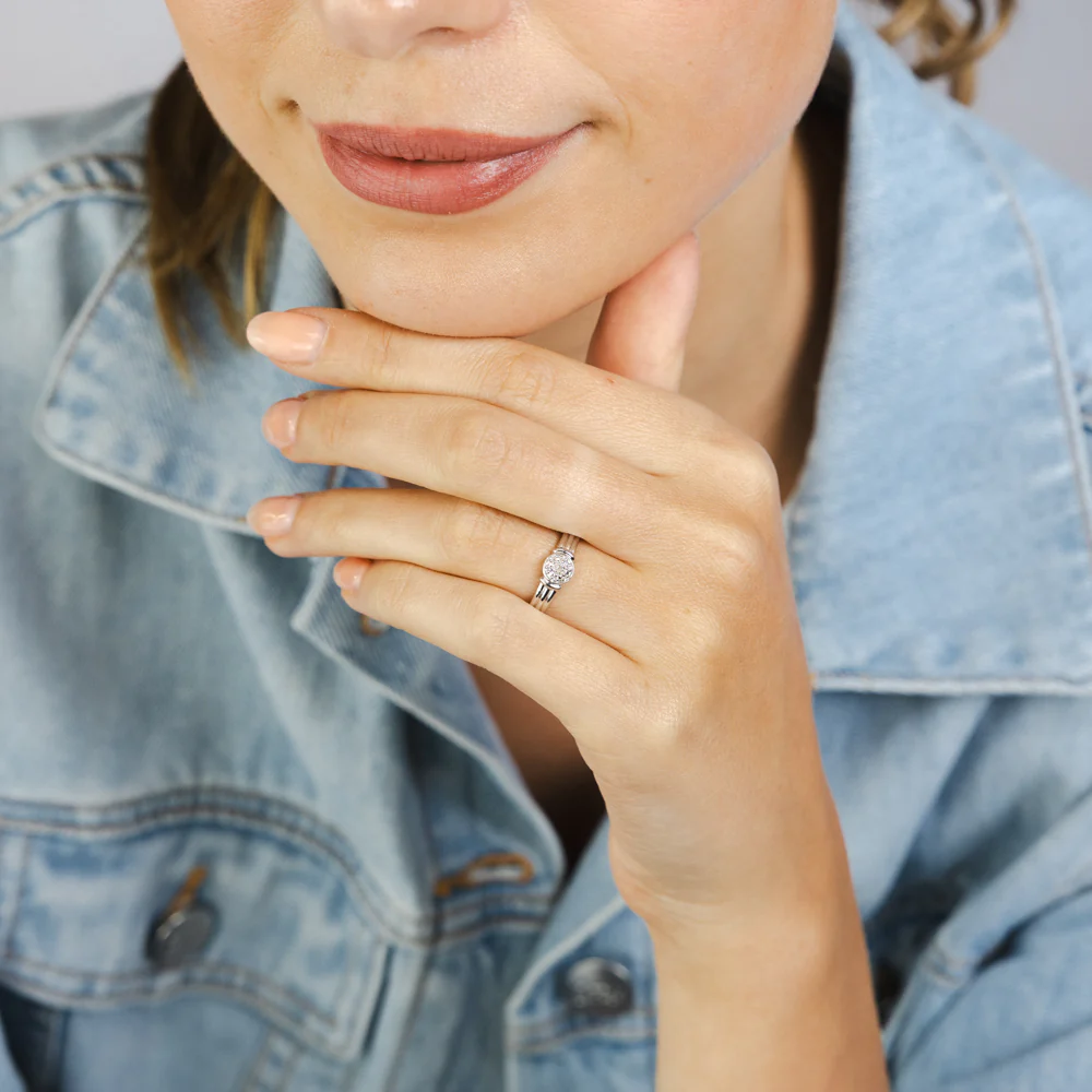 1 Diamond Dress Ring in Sterling Silver - Image 3