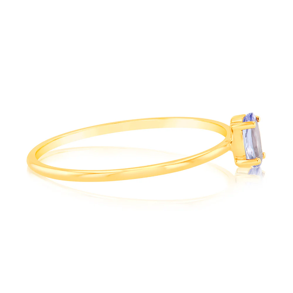 1 Oval Tanzanite 5x3mm in 9ct Yellow Gold - Image 2