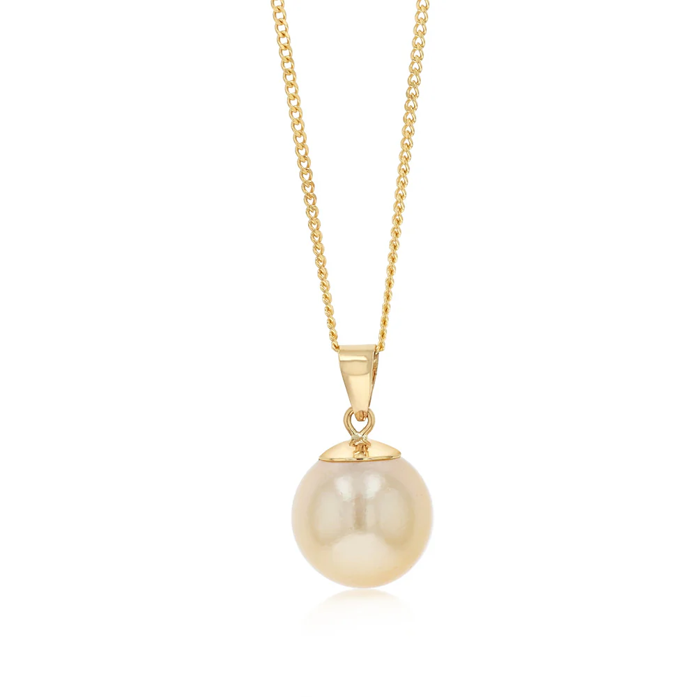 10-12mm Golden South Seal Pearl Pendant with in 9ct Yellow Gold on 45cm Chain