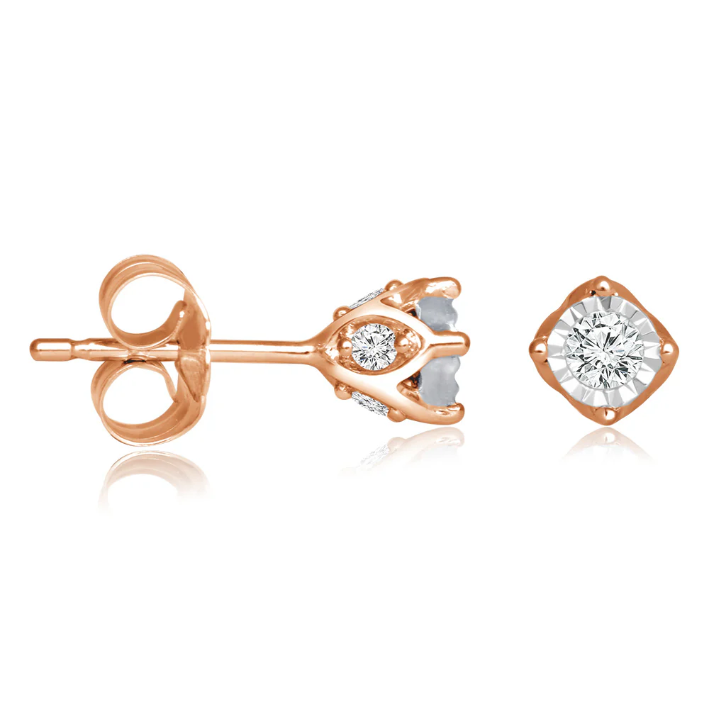 10ct Rose Gold 1/4 Carat Diamond Stud Earrings