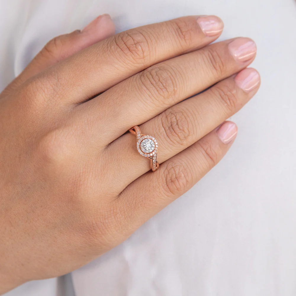 10ct Rose Gold 15PT Diamond Ring with Natural Enhanced Pink Sapphire Accent - Image 4