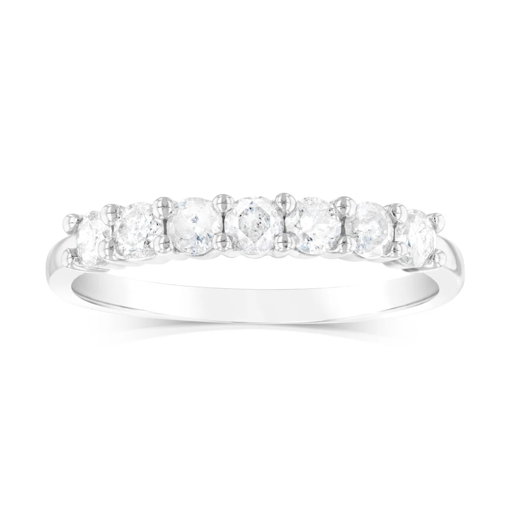 10ct White Gold 0.45 Carat Diamond Eternity Ring with 7Round Brilliant Cut Diamonds
