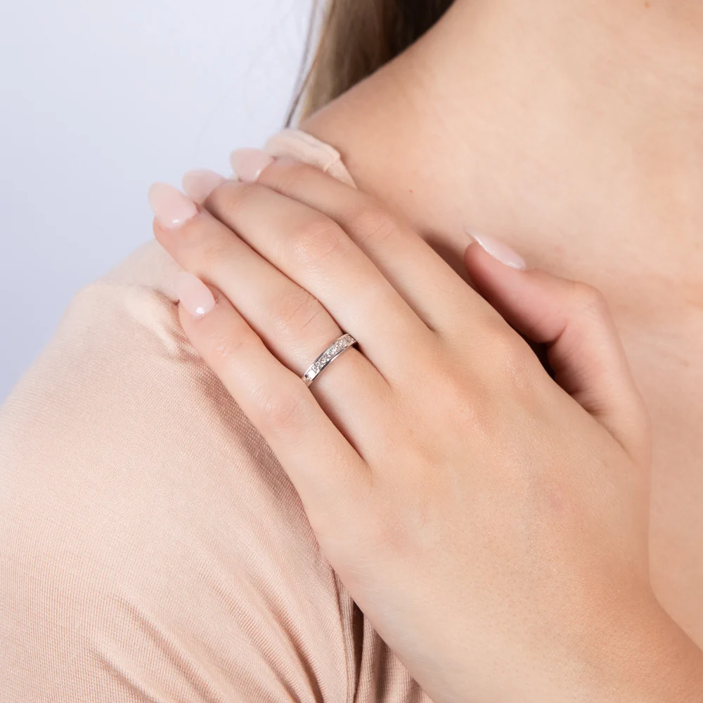 10ct White Gold 0.45 Carat Diamond Eternity Ring with Princess Cut Diamonds - Image 3
