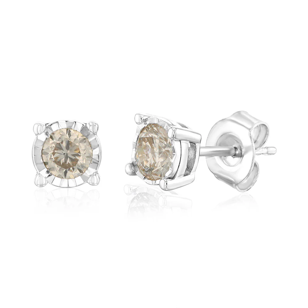 10ct White Gold 0.45 Carat Diamond Solitaire Stud Earrings