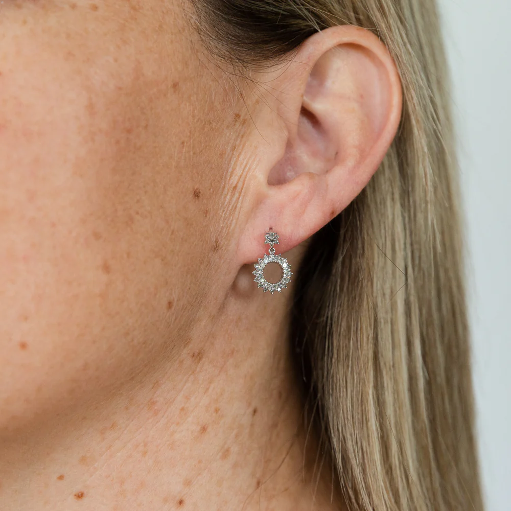 10ct White Gold 1/2 Carat Diamond Drop Earrings - Image 2