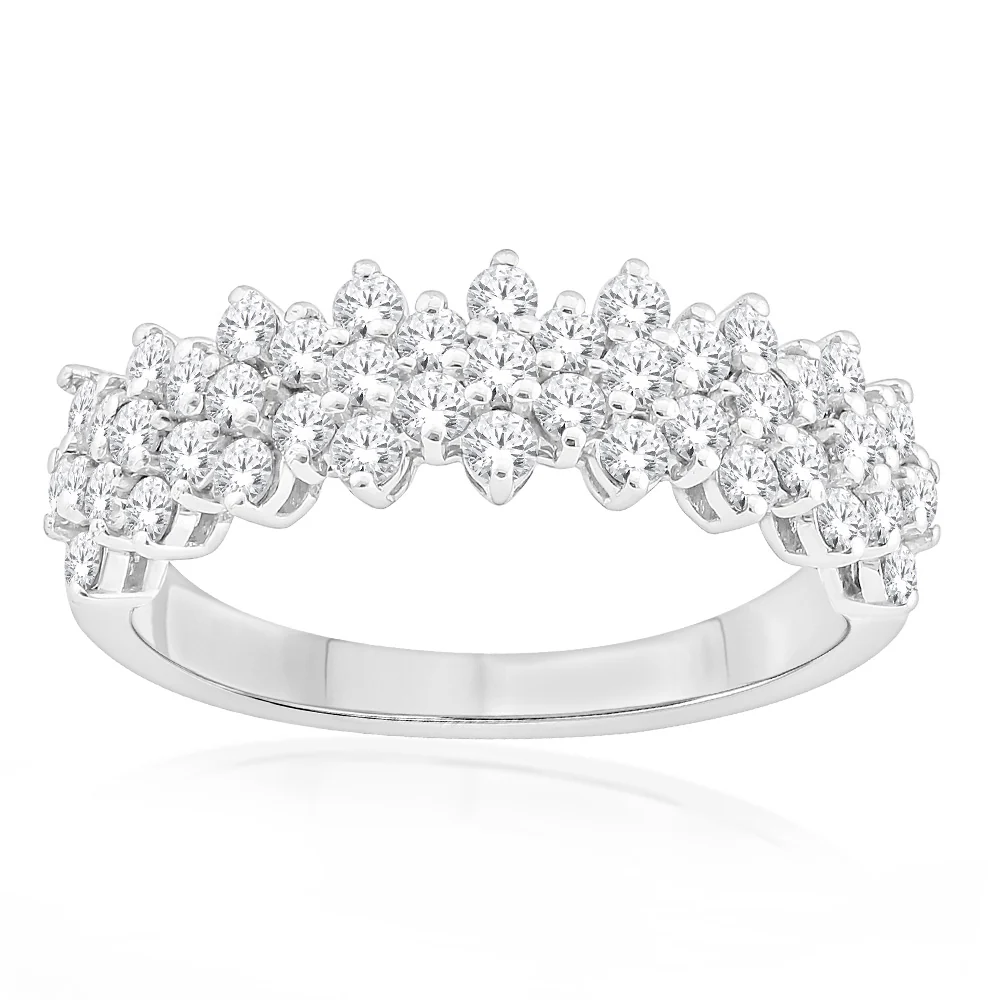10ct White Gold 1 Carat Diamond Cluster Dress Ring