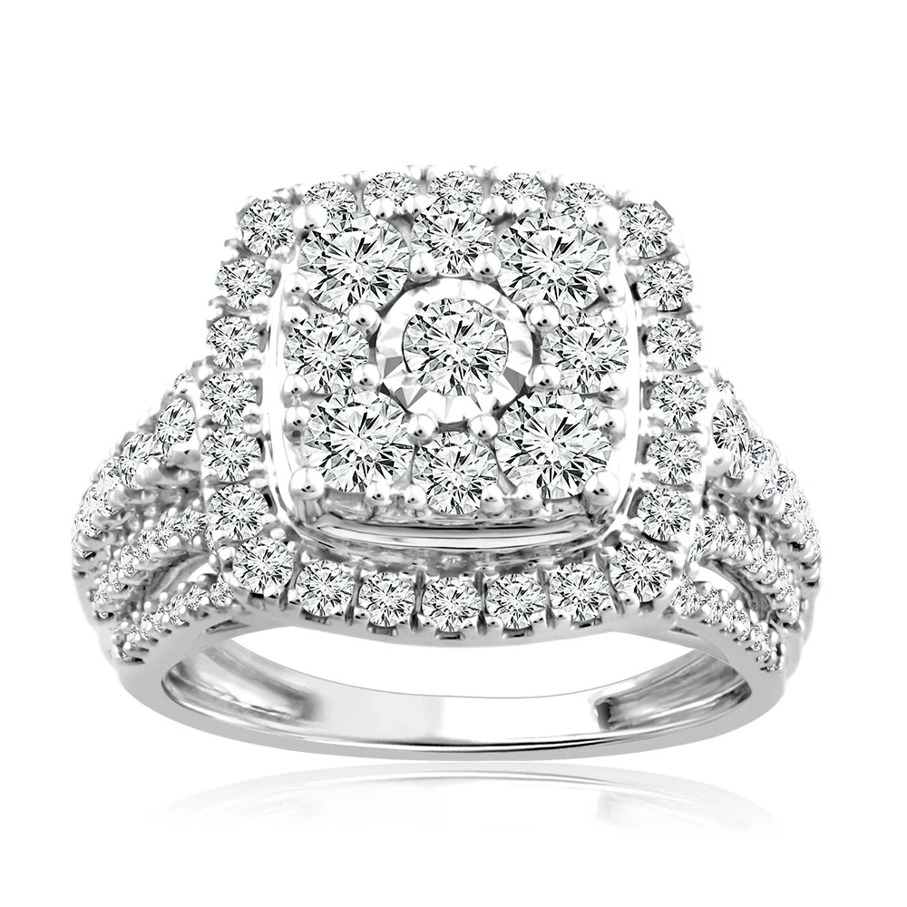 10ct White Gold 2 Carat Diamond Dress Ring