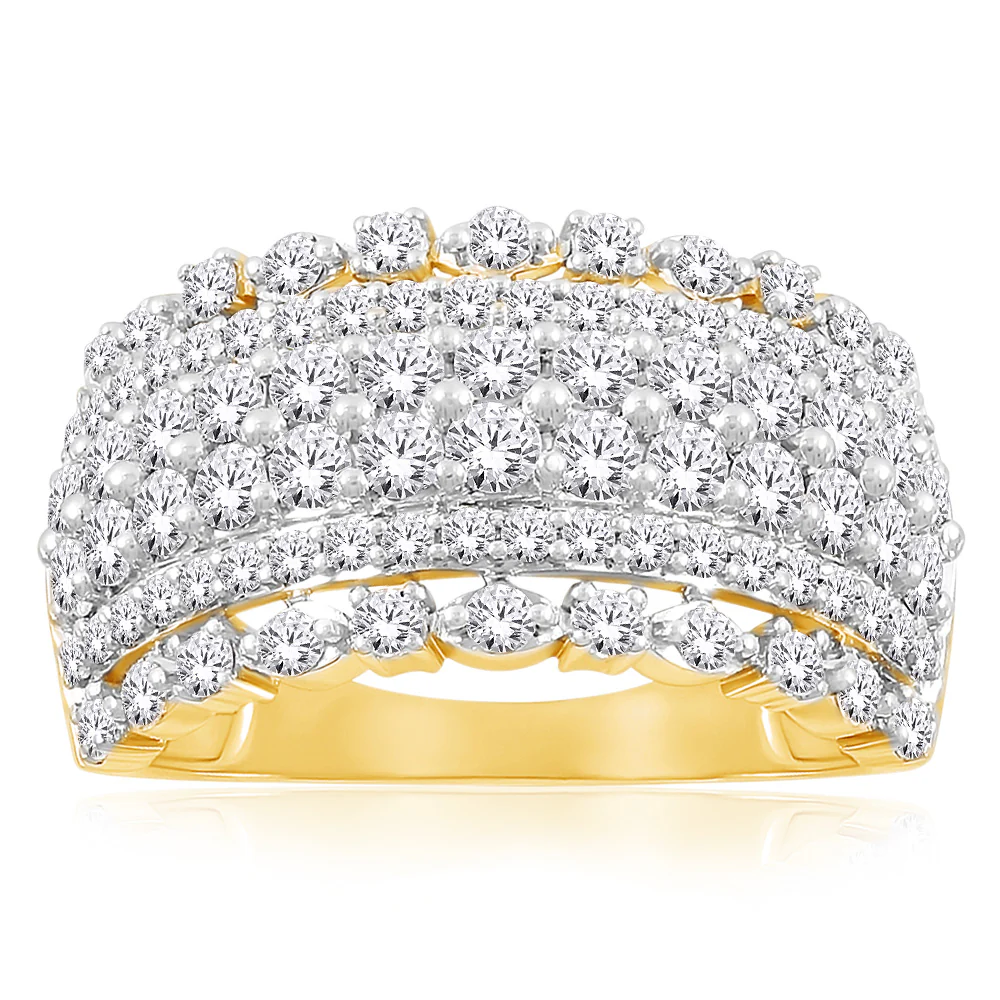 10ct Yellow Gold 1.5 Carat Diamond Pave Ring