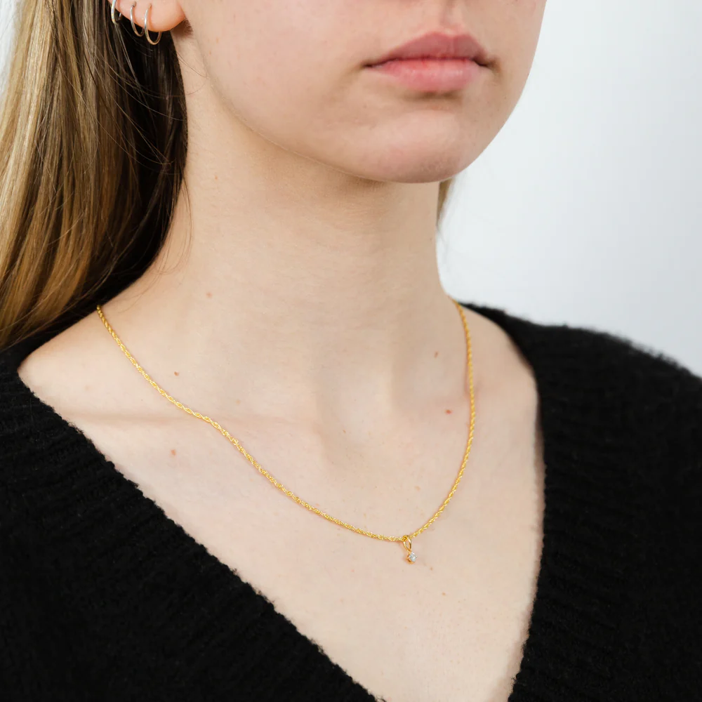 14ct Gold Plated Sterling Silver 1/10 Carat Diamond Pendant on Adjustable 60cm Chain - Image 3