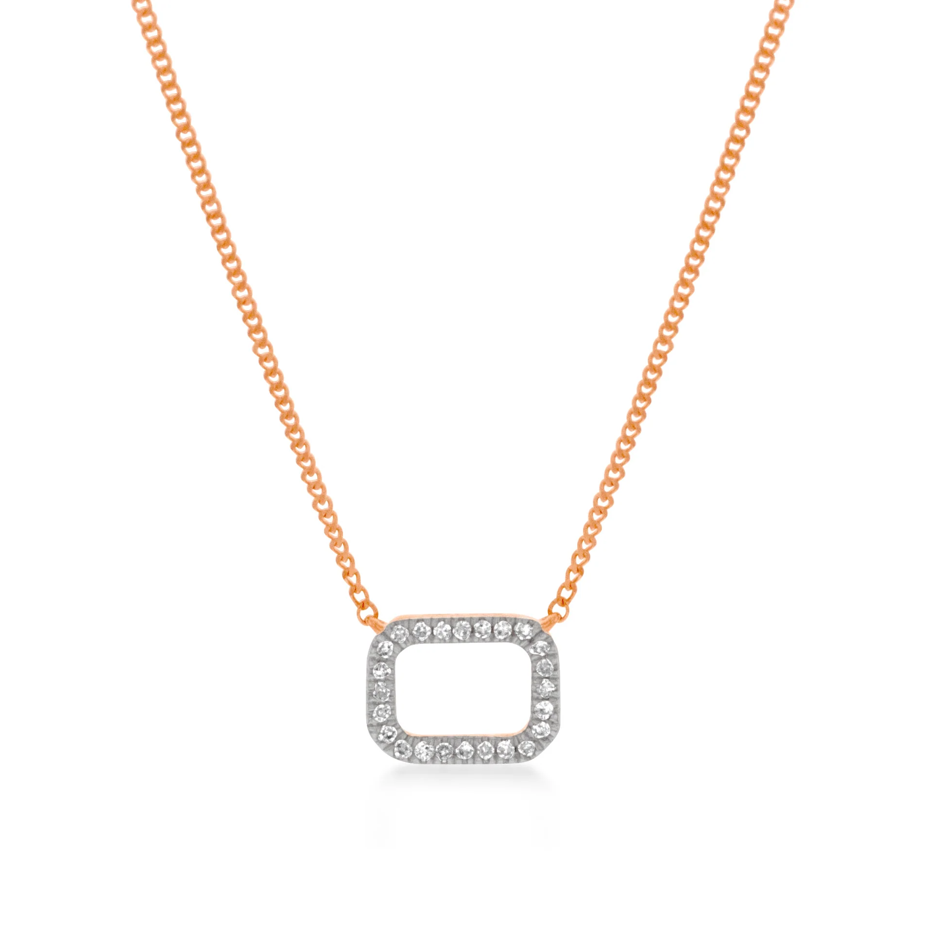 14ct Rose Gold Pendant with 24 Brilliant Diamonds On 45cm Chain