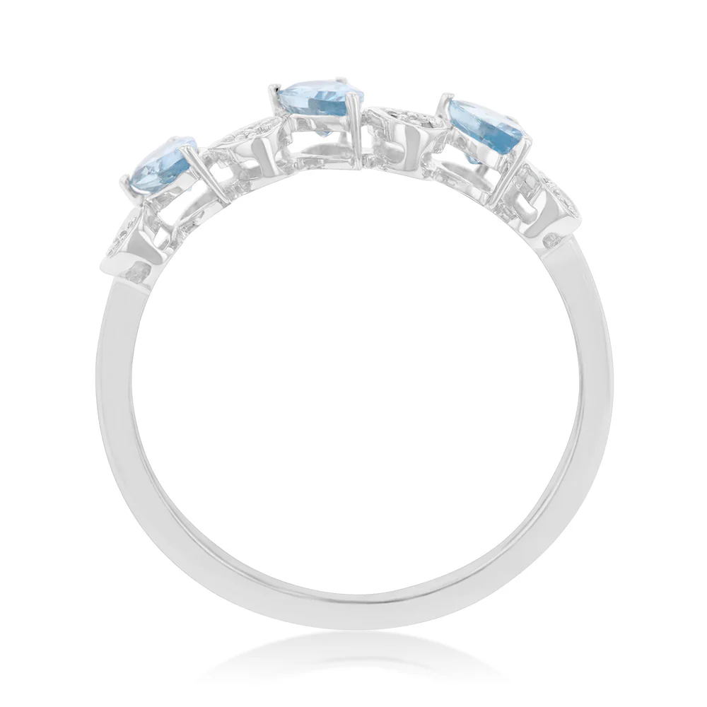 14ct White Gold 0.63ct Aquamarine and Diamond Pearl Fancy Ring - Image 2