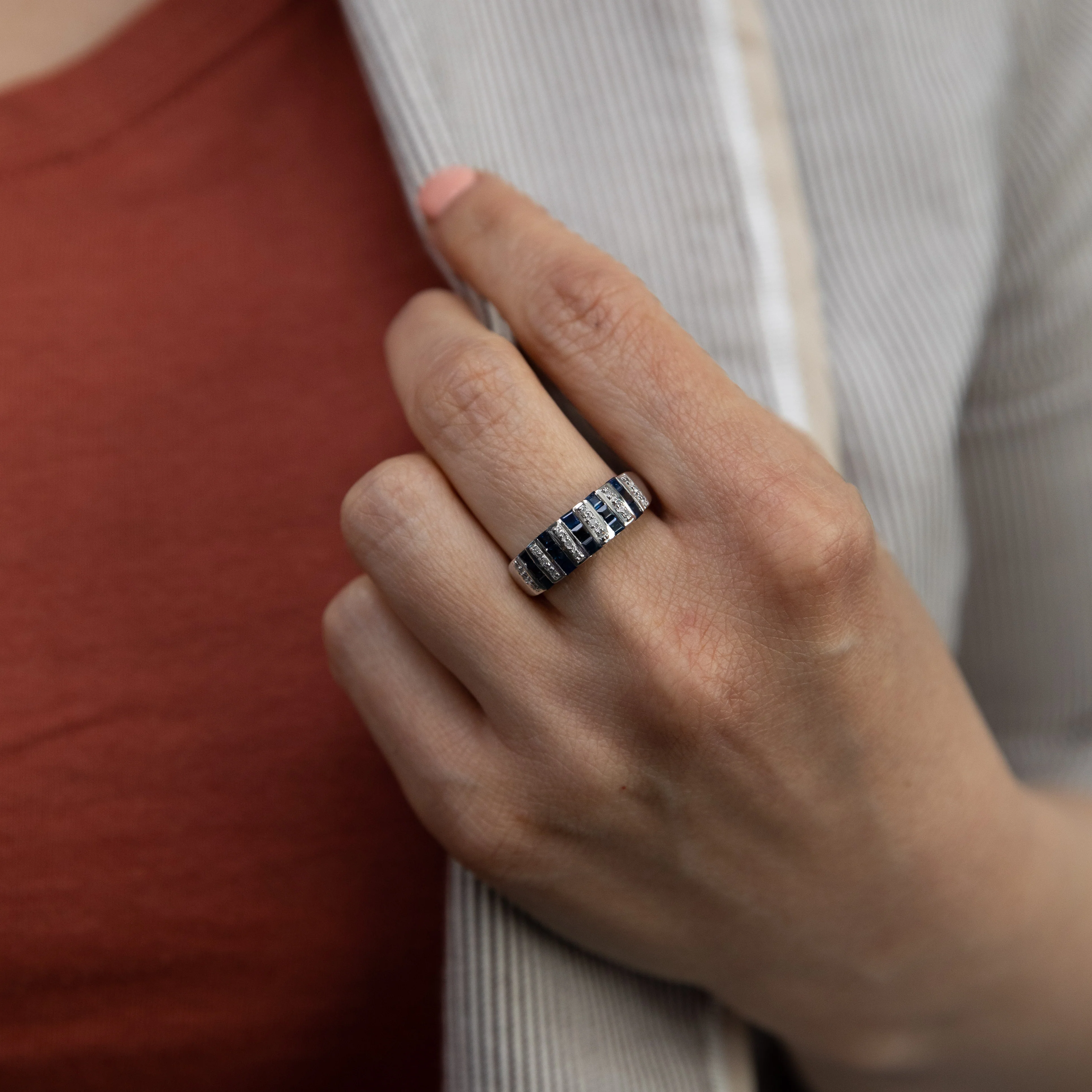 14ct White Gold 1.05ct Natural Sapphire and Diamond Ring - Image 3