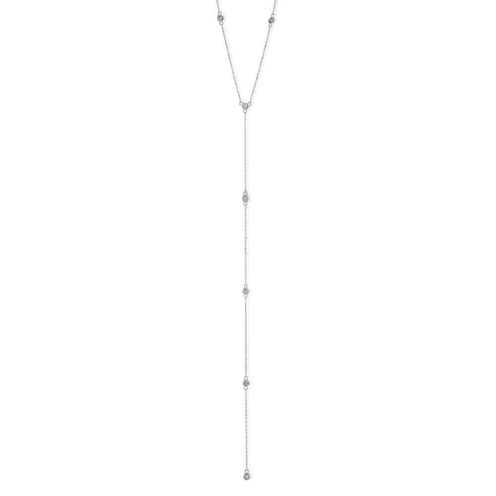 14ct White Gold 1/3 Carat Diamond Adjustable 41-43cm Chain with 5 Diamonds