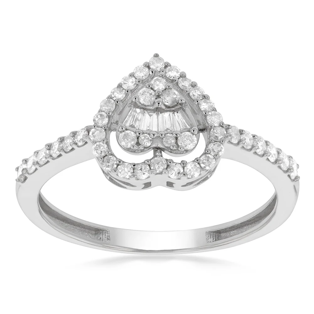 14ct White Gold 1/3 Carat Diamond Heart Ring