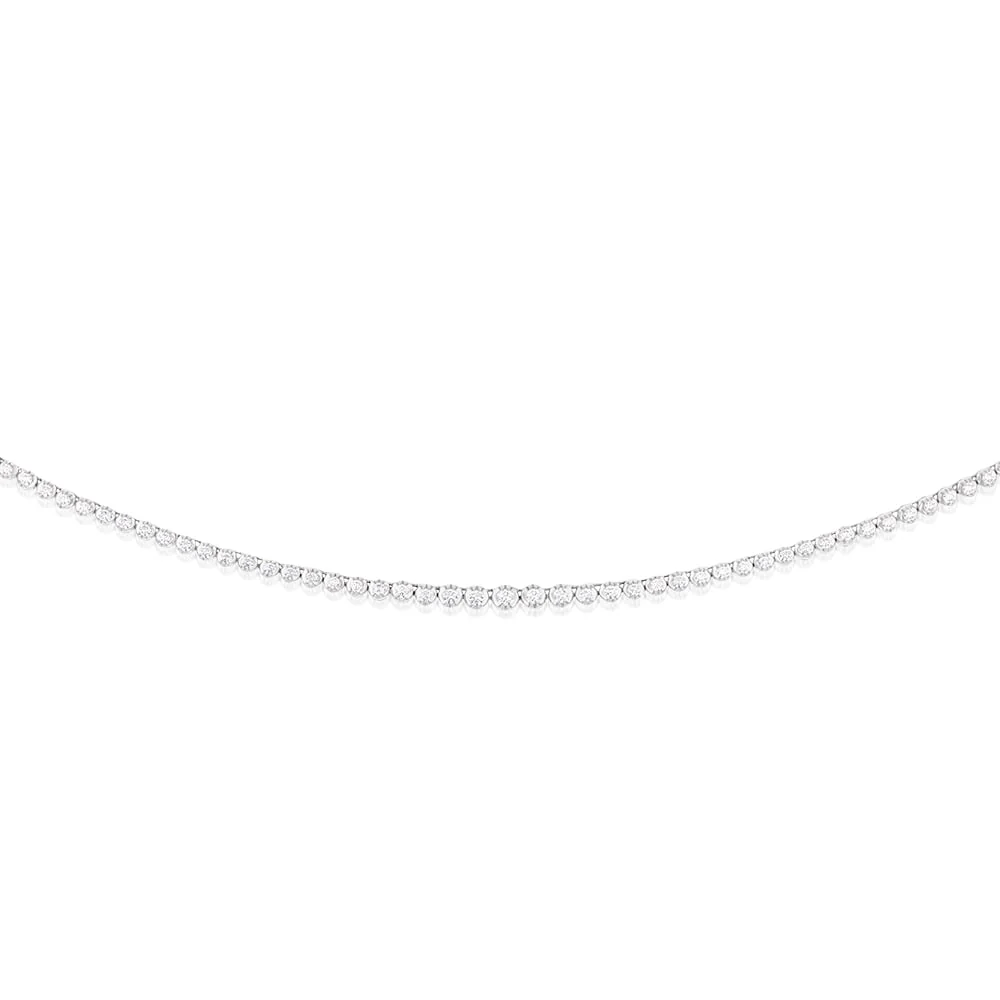 14ct White Gold 3 Carats Diamond Necklace with 157 Brilliant Diamonds 43cm length - Image 2