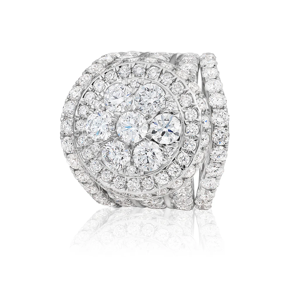 14ct White Gold 3 Ring Bridal Set With 7.00 Carats of White Diamonds
