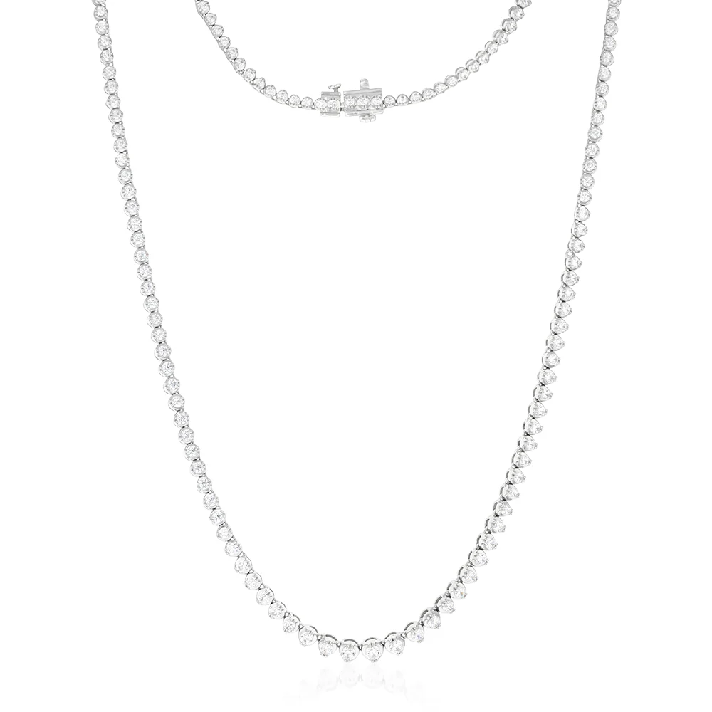14ct White Gold 5 Carat Diamond Necklace with 139 Brilliant Diamonds 43cm