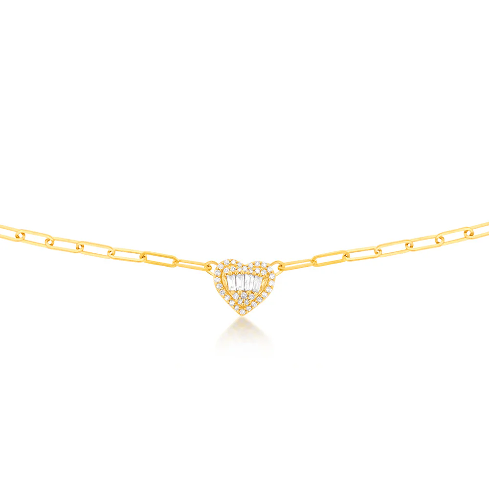 14ct Yellow Gold 1/2 Carat Diamond Heart Pendant On 41cm Chain - Image 2